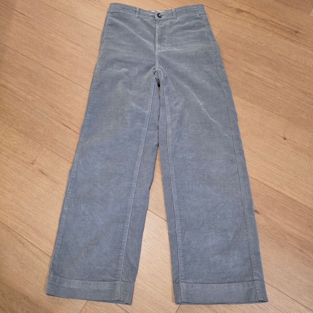 Everlane Pants Size 4 Blue Grey Corduroy Wide-Leg Slate High Rise Retro